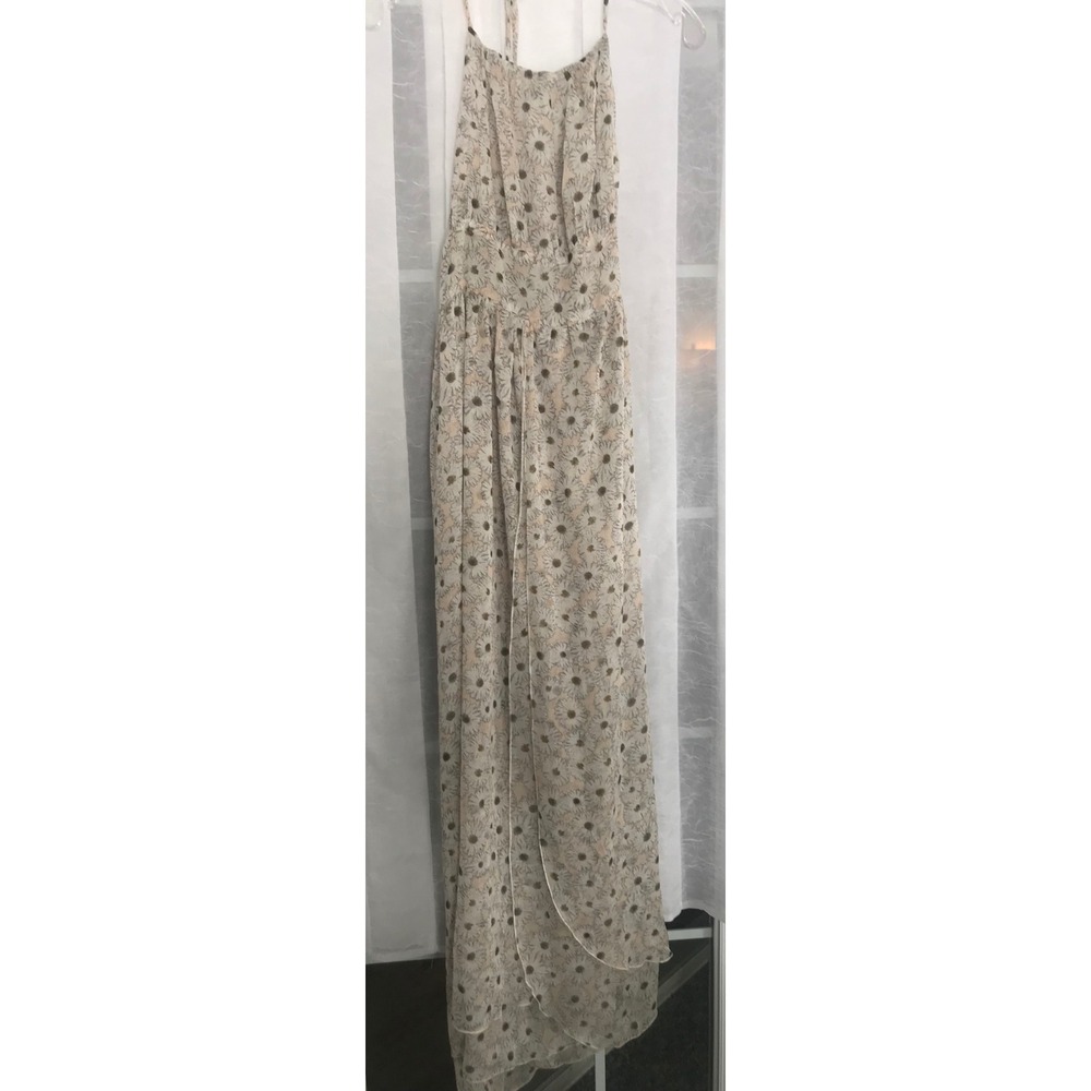 Floral Daisy Halter Neck Overlay‎ Dress With Romper Underneath